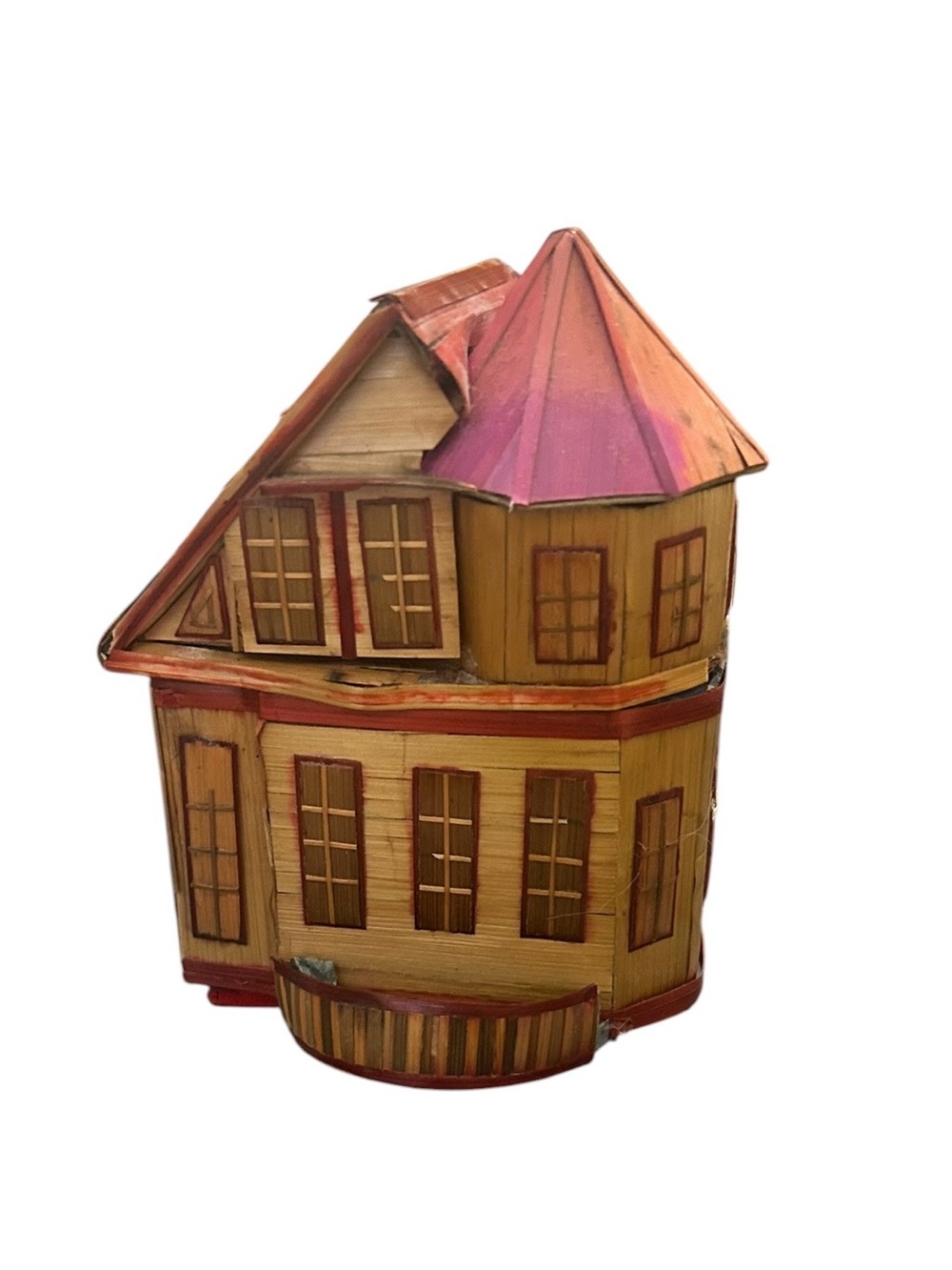 vintage wicker Victorian house keepsake box